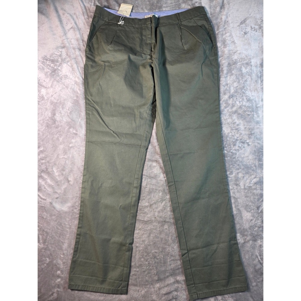 Boden Richmond Pants Women 14L Olive Green Straight Leg Pleated Trousers‎ NWT